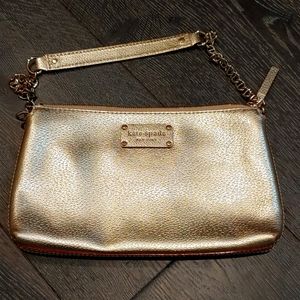 Kate Spade evening shoulder bag in gold leather.
